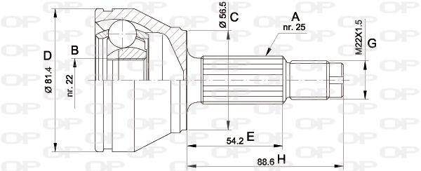 OPEN PARTS Шарнирный комплект, приводной вал CVJ5192.10